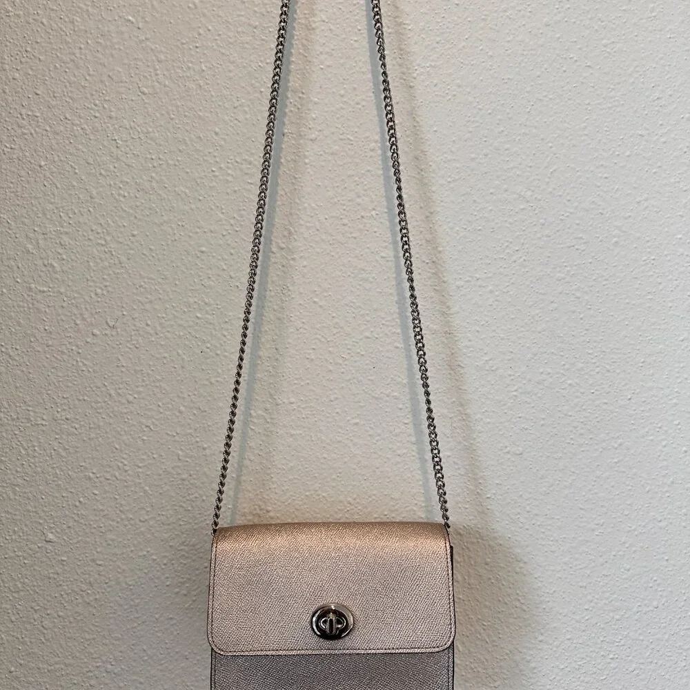 COACH | Bowery Crossbody Bag Champagne Gold Metallic Grain Leather F31938 - Picture 5 of 6